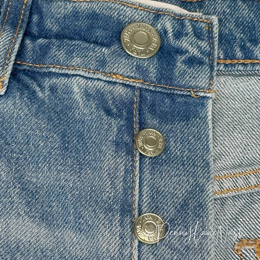 Zara High-Rise Button Fly Denim Cut Off Shorts Size 6 - Picture 12 of 12